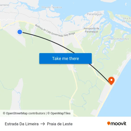 Estrada Da Limeira to Praia de Leste map