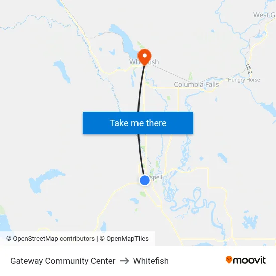 Gateway Community Center to Whitefish map