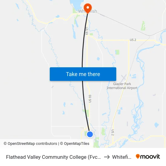 Flathead Valley Community College (Fvcc) to Whitefish map