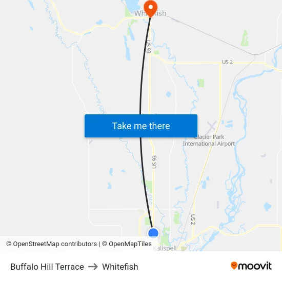 Buffalo Hill Terrace to Whitefish map