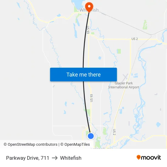 Parkway Drive, 711 to Whitefish map