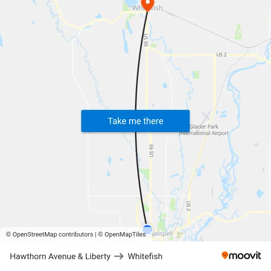 Hawthorn Avenue & Liberty to Whitefish map