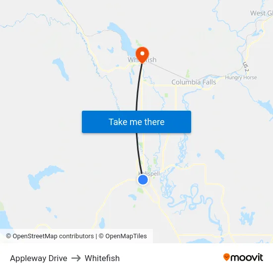 Appleway Drive to Whitefish map
