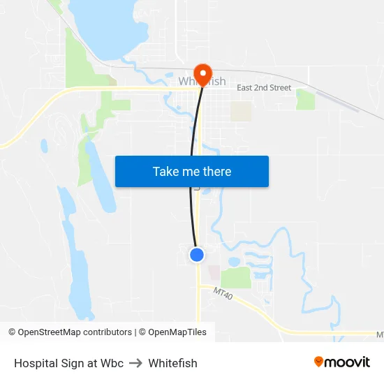 Hospital Sign at Wbc to Whitefish map