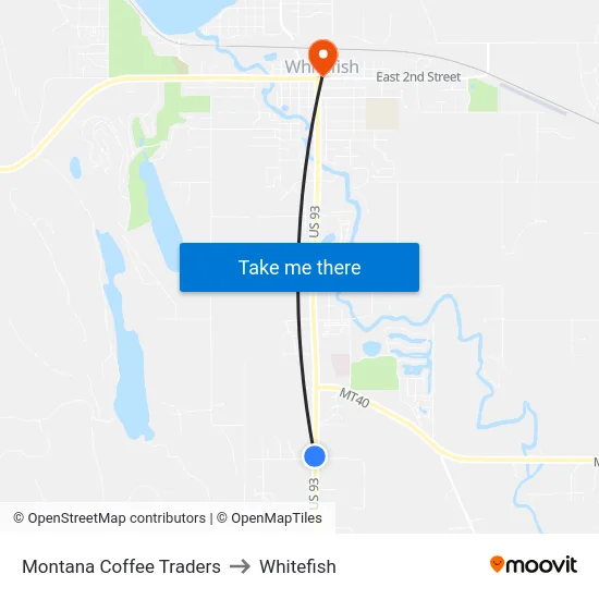 Montana Coffee Traders to Whitefish map