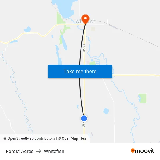 Forest Acres to Whitefish map
