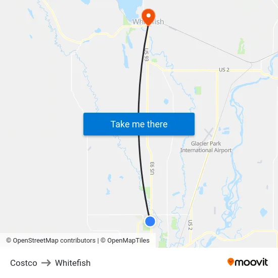 Costco to Whitefish map