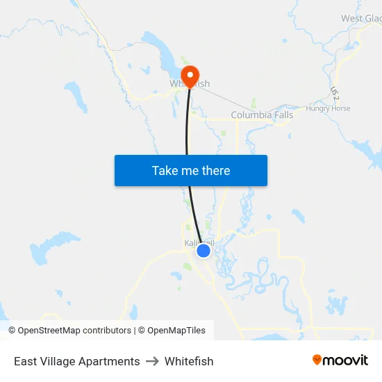 East Village Apartments to Whitefish map