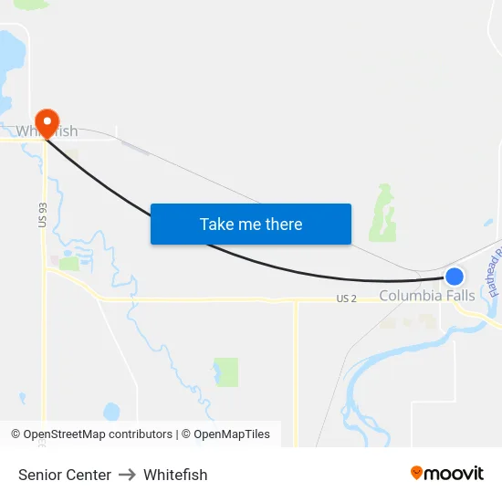 Senior Center to Whitefish map
