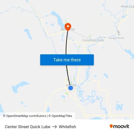 Center Street Quick Lube to Whitefish map