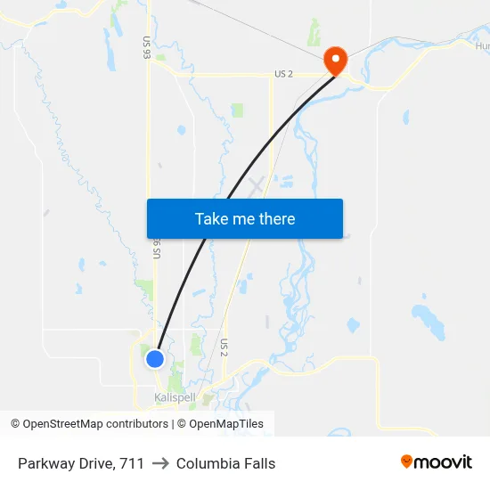 Parkway Drive, 711 to Columbia Falls map