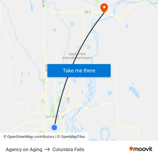 Agency on Aging to Columbia Falls map