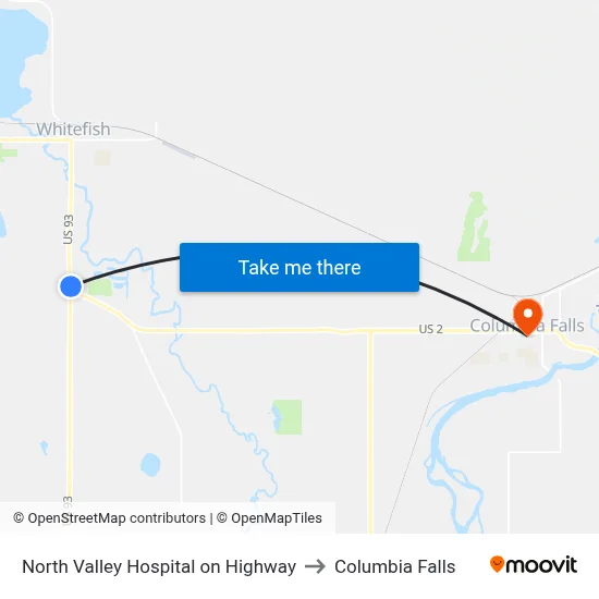 North Valley Hospital on Highway to Columbia Falls map