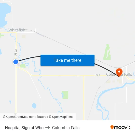 Hospital Sign at Wbc to Columbia Falls map