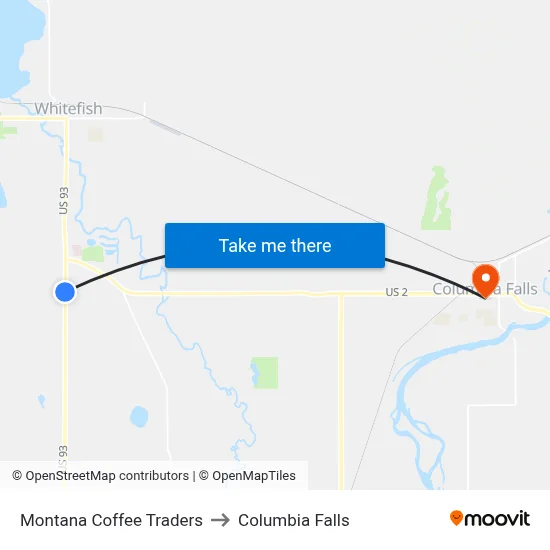 Montana Coffee Traders to Columbia Falls map
