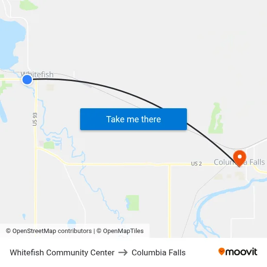 Whitefish Community Center to Columbia Falls map