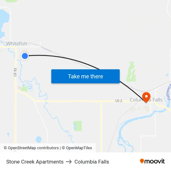 Stone Creek Apartments to Columbia Falls map