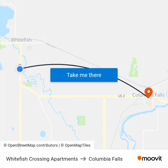 Whitefish Crossing Apartments to Columbia Falls map