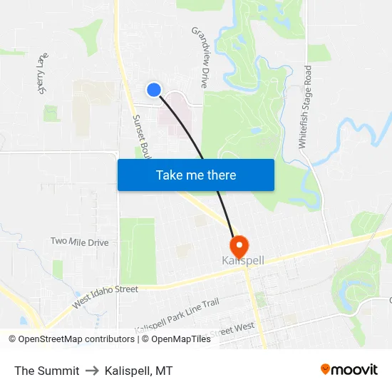The Summit to Kalispell, MT map
