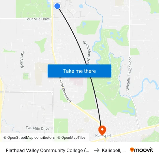 Flathead Valley Community College (Fvcc) to Kalispell, MT map