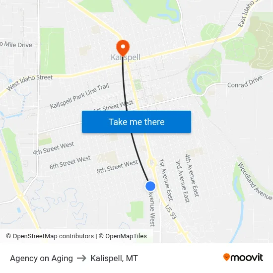 Agency on Aging to Kalispell, MT map