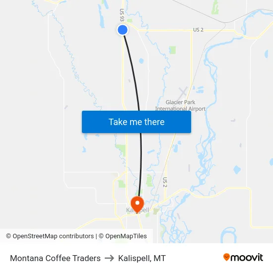 Montana Coffee Traders to Kalispell, MT map