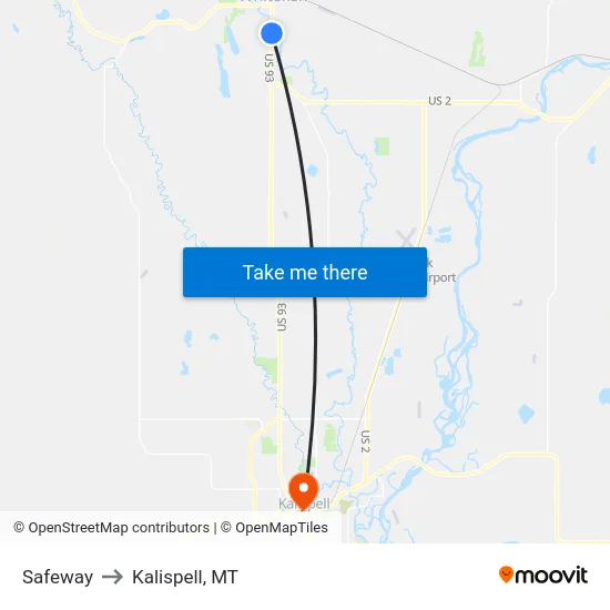 Safeway to Kalispell, MT map