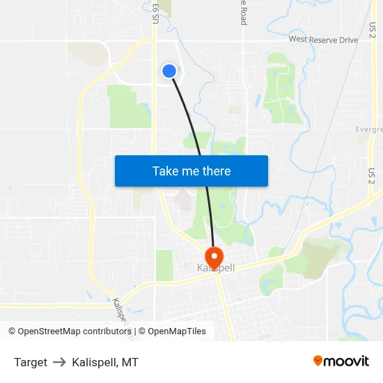 Target to Kalispell, MT map