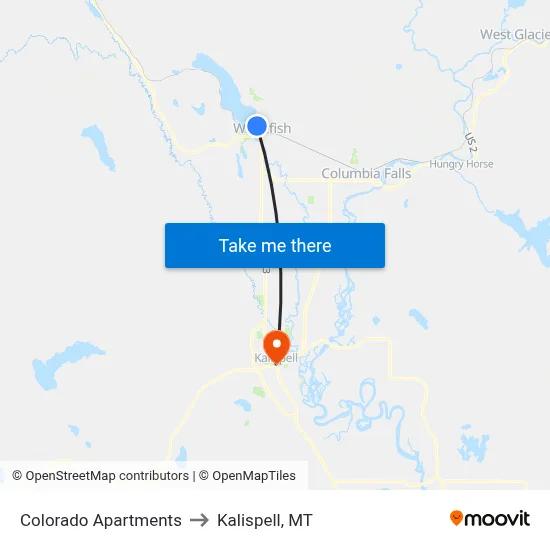 Colorado Apartments to Kalispell, MT map
