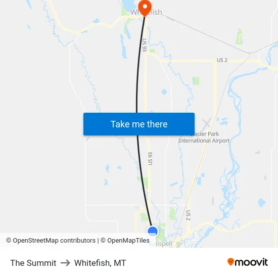 The Summit to Whitefish, MT map