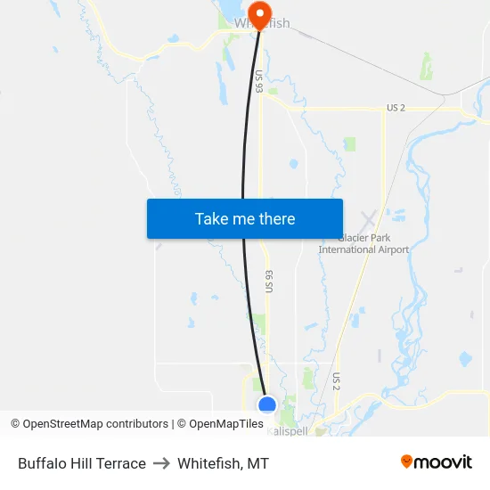 Buffalo Hill Terrace to Whitefish, MT map