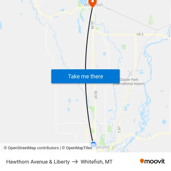 Hawthorn Avenue & Liberty to Whitefish, MT map