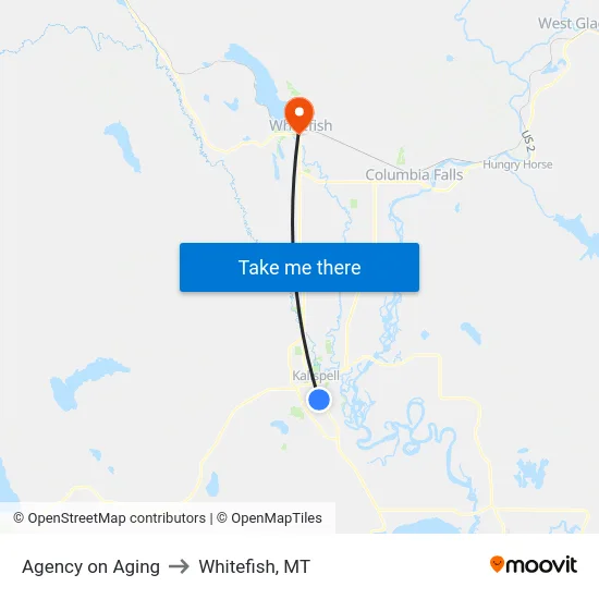 Agency on Aging to Whitefish, MT map