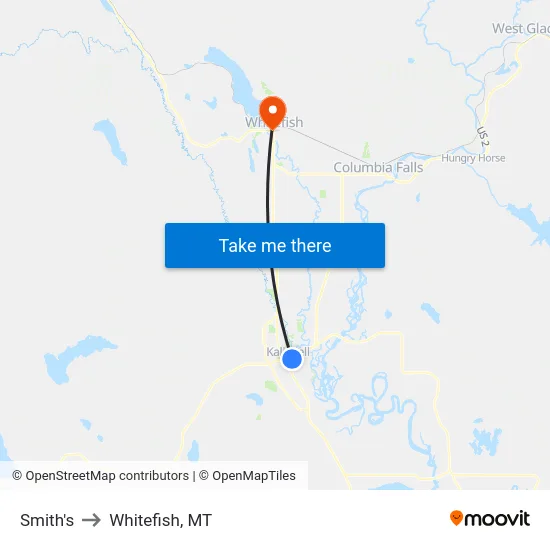 Smith's to Whitefish, MT map