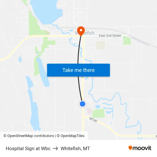 Hospital Sign at Wbc to Whitefish, MT map