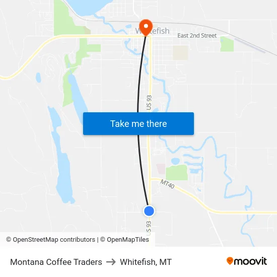 Montana Coffee Traders to Whitefish, MT map