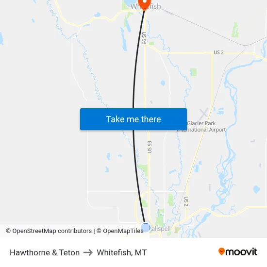 Hawthorne & Teton to Whitefish, MT map