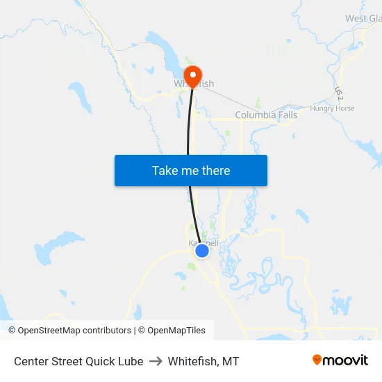 Center Street Quick Lube to Whitefish, MT map