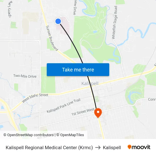 Kalispell Regional Medical Center (Krmc) to Kalispell map