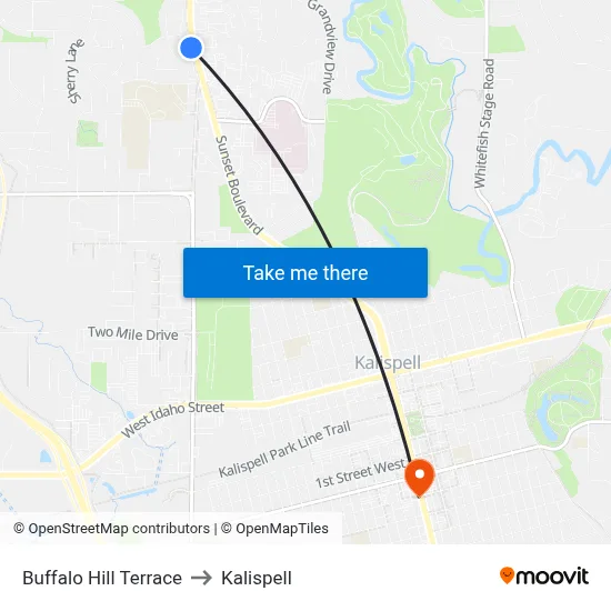 Buffalo Hill Terrace to Kalispell map