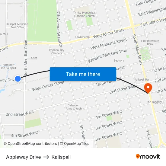 Appleway Drive to Kalispell map