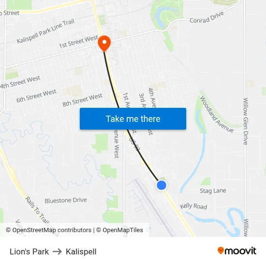 Lion's Park to Kalispell map