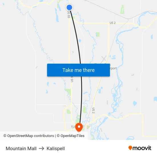 Mountain Mall to Kalispell map
