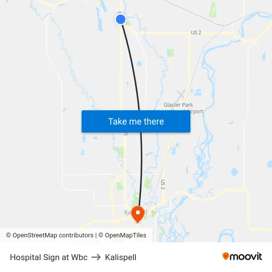 Hospital Sign at Wbc to Kalispell map