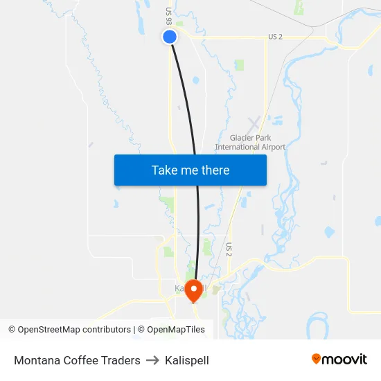 Montana Coffee Traders to Kalispell map