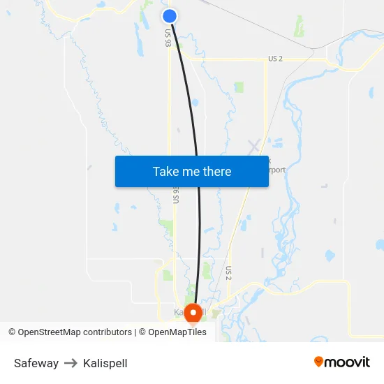 Safeway to Kalispell map