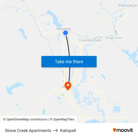 Stone Creek Apartments to Kalispell map