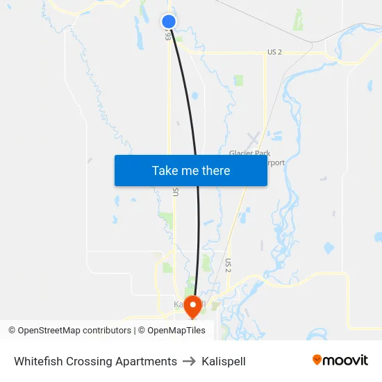Whitefish Crossing Apartments to Kalispell map