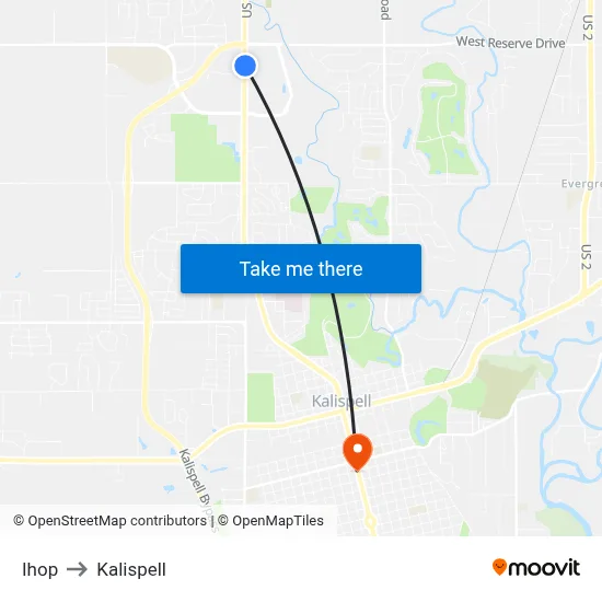 Ihop to Kalispell map