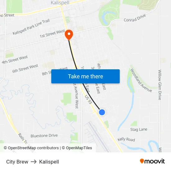 City Brew to Kalispell map